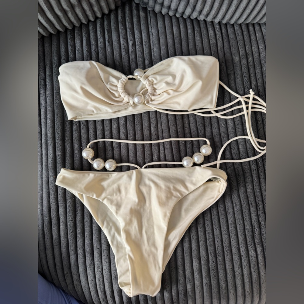 Ivory Pearl-Accent Bikini Set